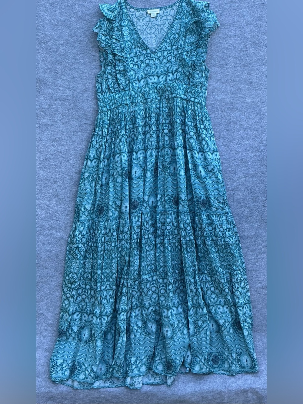 Sundance Teal Patterned Maxi Dress Petite Medium